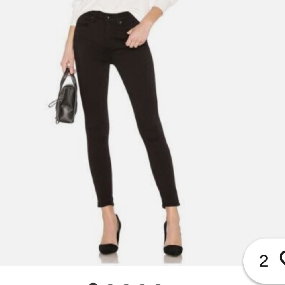 RAG & BONE LOCK BLACK COLOR JEANS HIGH RISE ANKLE SKINNY USA MADE COTTON SIZE 29
